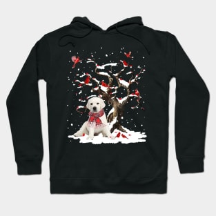 White Labrador Scarf Cardinal Snow Christmas Hoodie